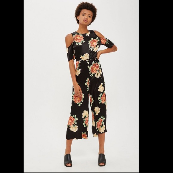 TOPSHOP Floral Cold Shoulder Jumpsuit - Picture 2 of 10